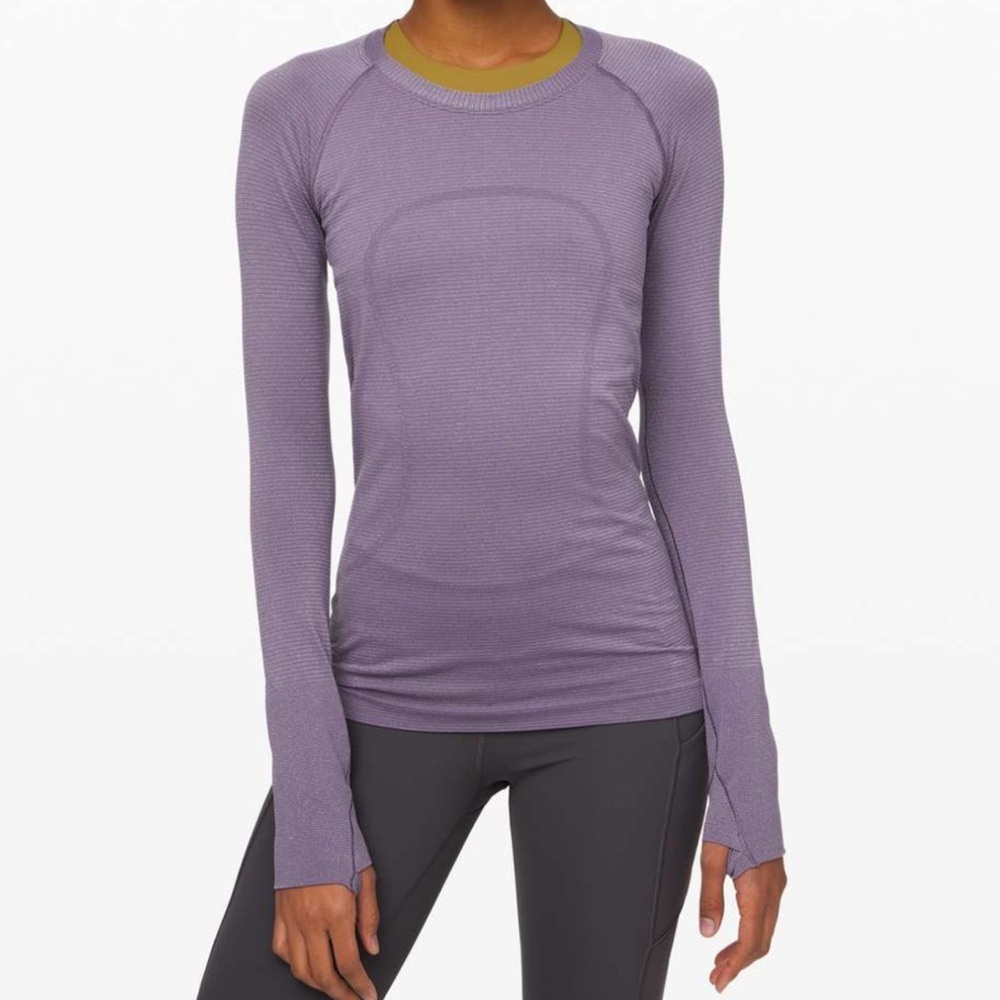 Lululemon Women’s Swiftly Speed Long Sleeve Shine Purple Quartz Sparkle Size 6